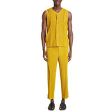 Men's Fashion Solid V Neck Single Breasted Sleeveless Vest And Trousers Set 72061667Z