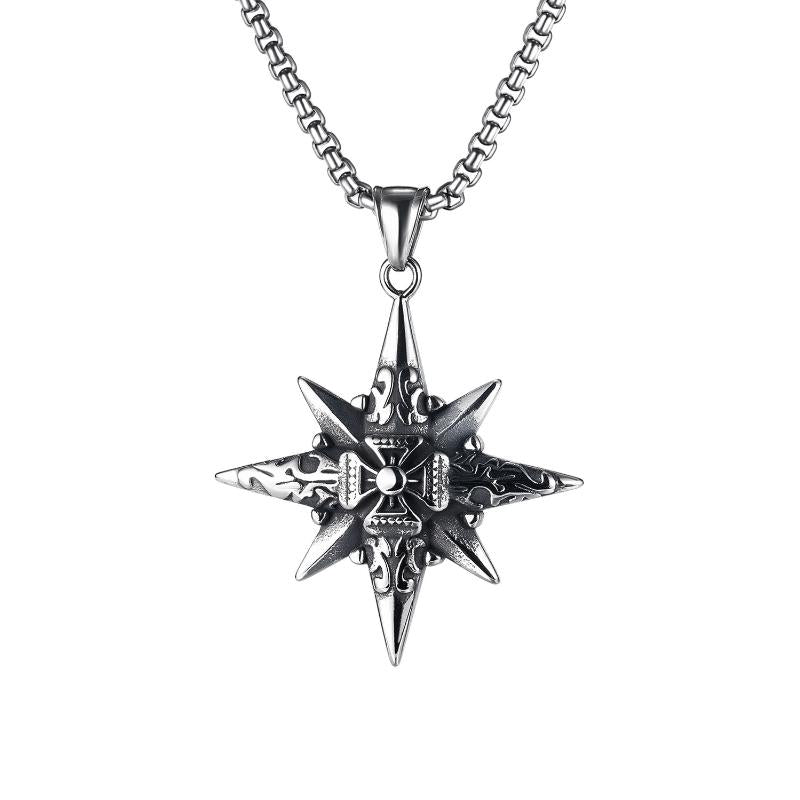 Vintage Casual Octagonal Star Cross Necklace 13169889TO