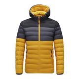 Men's Casual Contrast Color Patchwork Hooded Warm Zipper Padded Jacket 23417716M