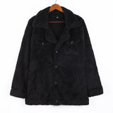 Men's Pure Black Plush Warm Jacket 22363945U