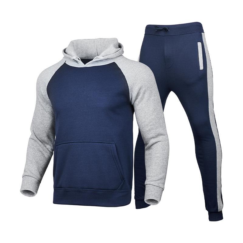 Men's Classic Casual Hooded Fleece Zipper Sweatshirt with Cuffed Sweatpants Set 36479209K