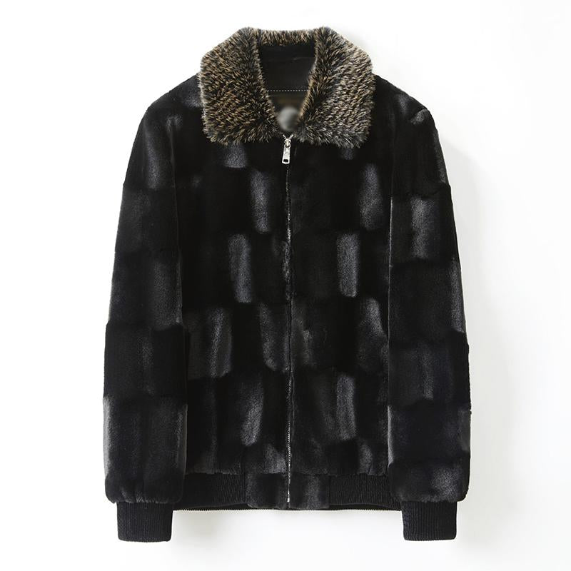 Men's Vintage Imitation Fur Warm Thickened Lapel Jacket 28403659M