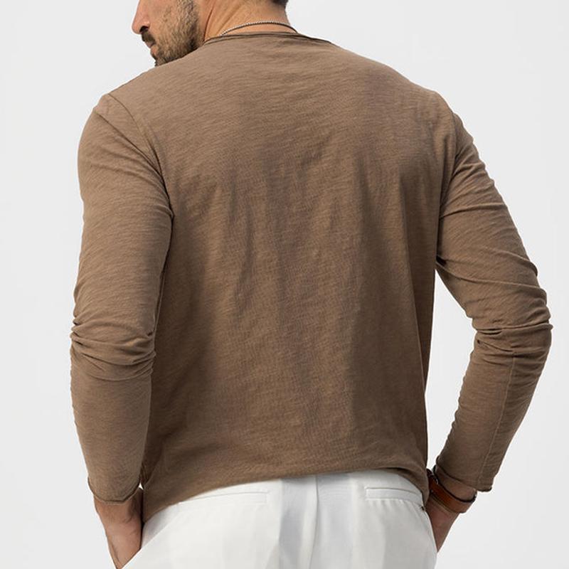 Men's Solid Color Round Neck Long Sleeve T-Shirt 59746835X
