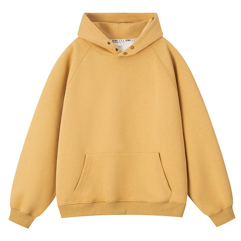 Men's Casual Solid Color Button Kangaroo Pocket Pullover Hoodie 43311678M