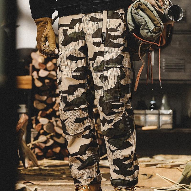 Men's Retro Loose Straight Camouflage Cargo Pants 71036219X
