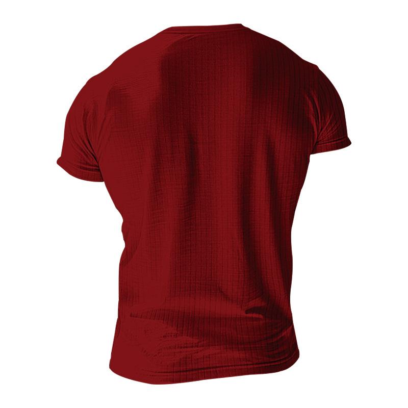 T-shirt Henley à manches courtes en tricot extensible décontracté pour hommes 00095453X