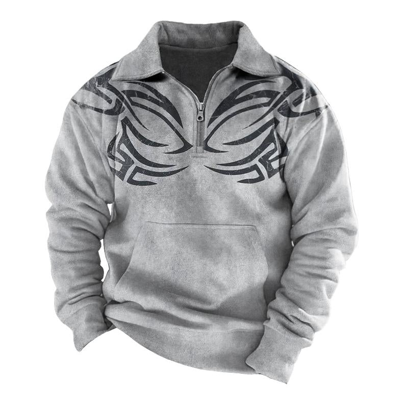 Men's printed half-zip lapel pullover sweatshirt 28661998X