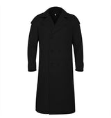 Men's Turn-down Collar Double Breasted Solid Long Coat 63857145Z