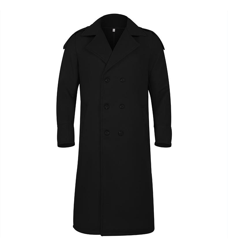 Men's Turn-down Collar Double Breasted Solid Long Coat 63857145Z