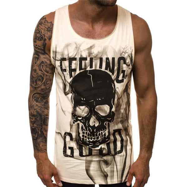 Men's Skull Digital Print Racerback Tank Top 57787682X