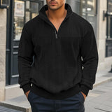 Men's Retro Casual Stand Collar Zipper Loose Jacquard Sweatshirt 57147354X