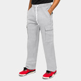 Men's Solid Loose Corduroy Multi-pocket Elastic Waist Casual Trousers 29659236Z
