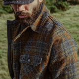 Men's Vintage British Plaid Wool Blend Lapel Single-Breasted Jacket 91546431M
