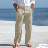 Men's Casual Cotton Linen Breathable Loose Beach Pants 10390798M