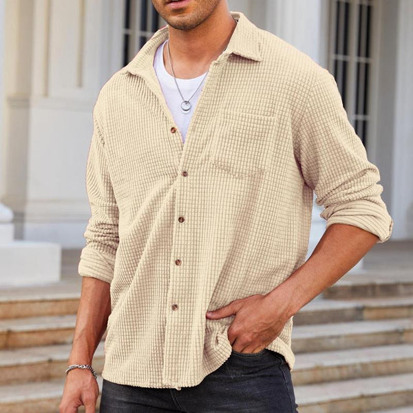 Men's Casual Long Sleeve Waffle Shirt 06934600X