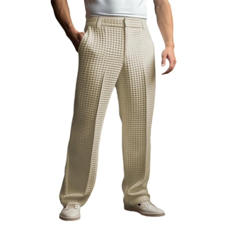 Men's Solid Waffle Casual Suit Pants 60809292X