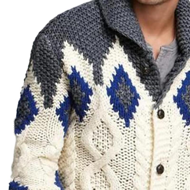 Men's Patterned Knitted Cardigan 68700716U