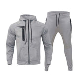 Men's Classic Casual  Zipper Long Sleeve Hoodie Cuffed Sweatpants Set 48991688K