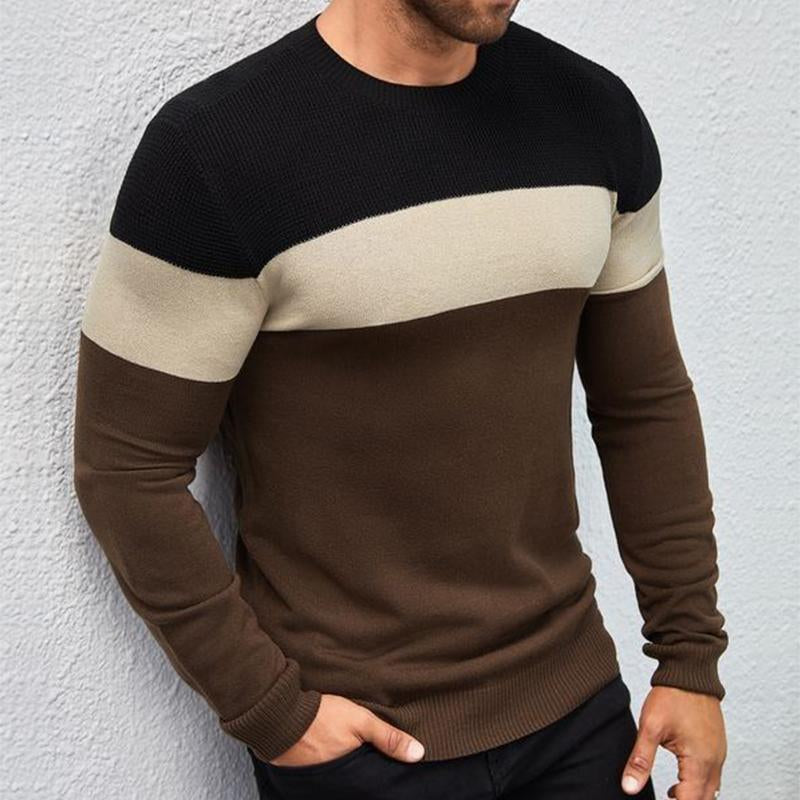 Men's Retro Casual Colorblock Crewneck Sweater 50784291TO