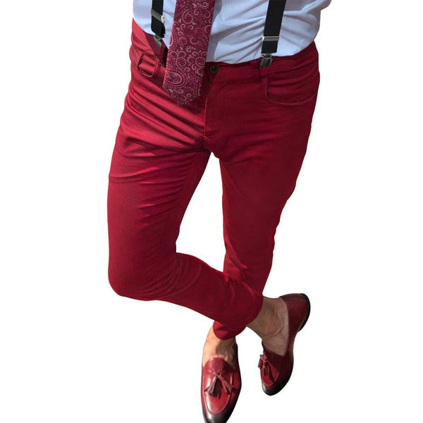 Men's Casual Solid Color Suspenders Suit Pants 15056413Y