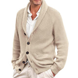 Men's Casual Solid Color Single Breasted Lapel Knit Cardigan 52509019Y