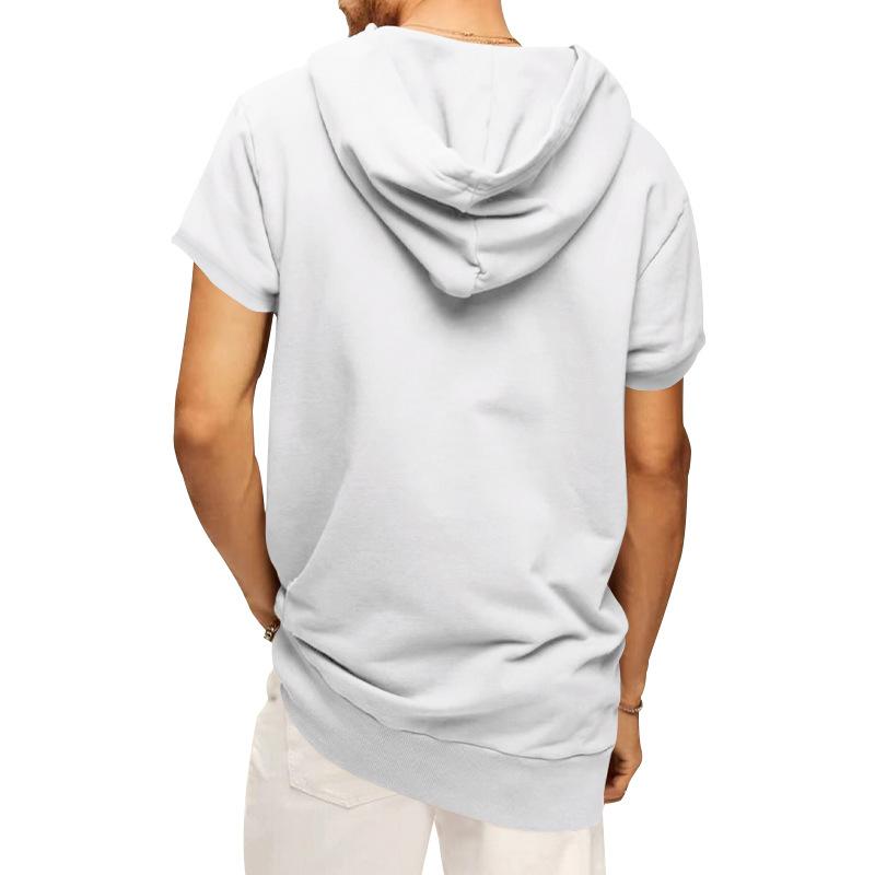 T-shirt a maniche corte con cappuccio tinta unita casual sportiva da uomo 67117585Y