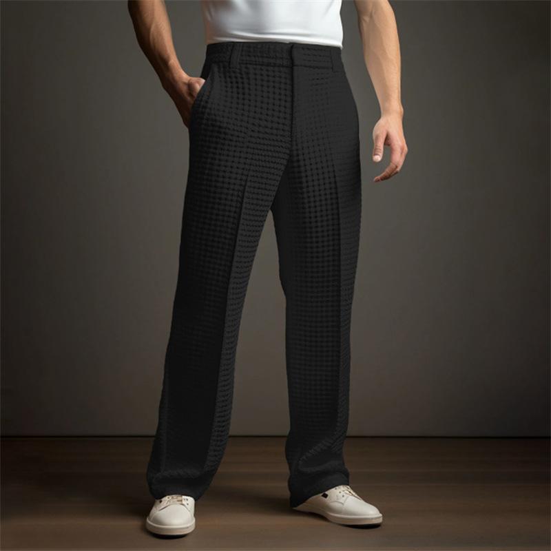 Men's Solid Waffle Casual Suit Pants 60809292X