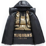 Men's Black and Gold Detachable Hood Thickened Hooded Down Jacket 58471334U