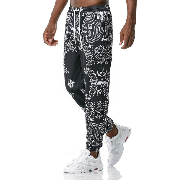 Men's Retro Palace Style Printed Casual Drawstring Trousers 43326143TO