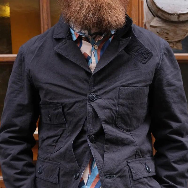 Men's Solid Color Lapel Multi-Pocket Thin Jacket 15625693X