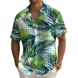 Men's Hawaiian Print Lapel Short Sleeve Shirt 18157148X