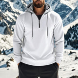 Men's Solid Color Plush Warm Zipper Hooded Sweatshirt 71069586Y