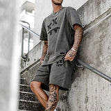 Men's Casual Smiley Face T-shirt Two-Piece Set 48872364TO