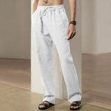 Men's Casual Solid Color Linen Breathable Loose Pants 13939824M