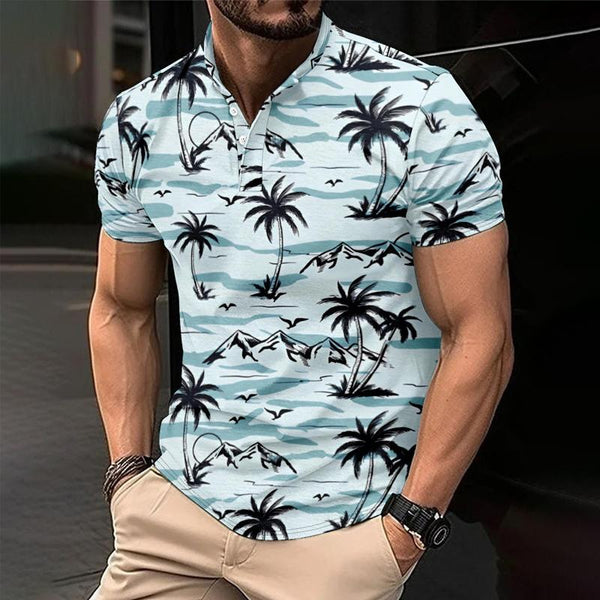 Men's Hawaiian Palm Print Short Sleeve T-Shirt 49400427X