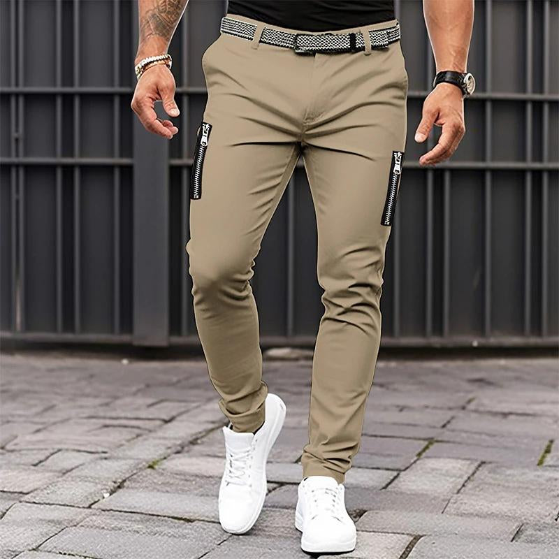 Men's Casual Solid Color Zipper Pocket Pants 40364269Y