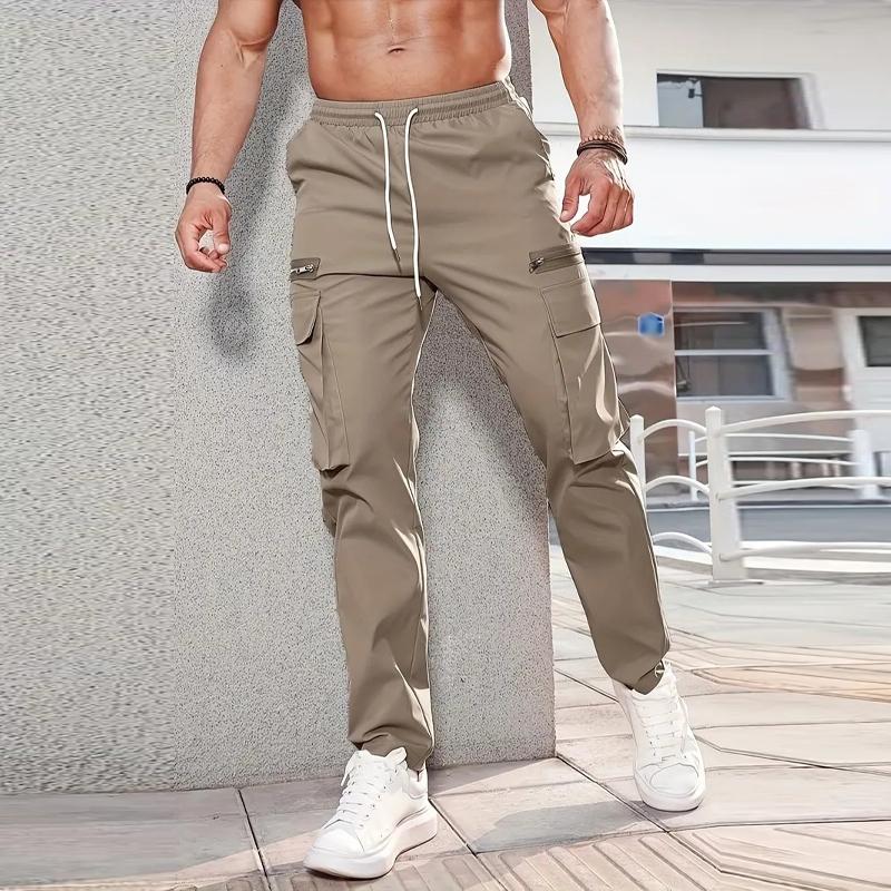 Men's Casual Solid Color Multi-Pocket Cargo Pants 65516134Y