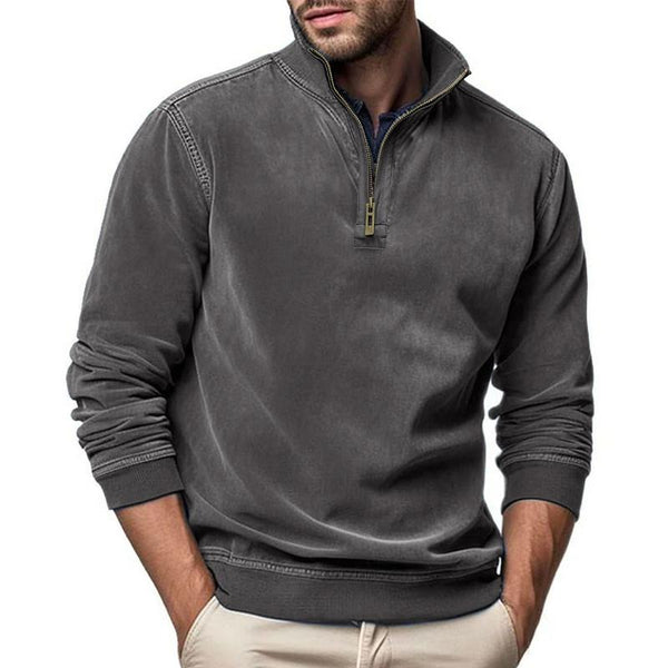 Men's solid color zipper stand collar sweatshirt 05907732U