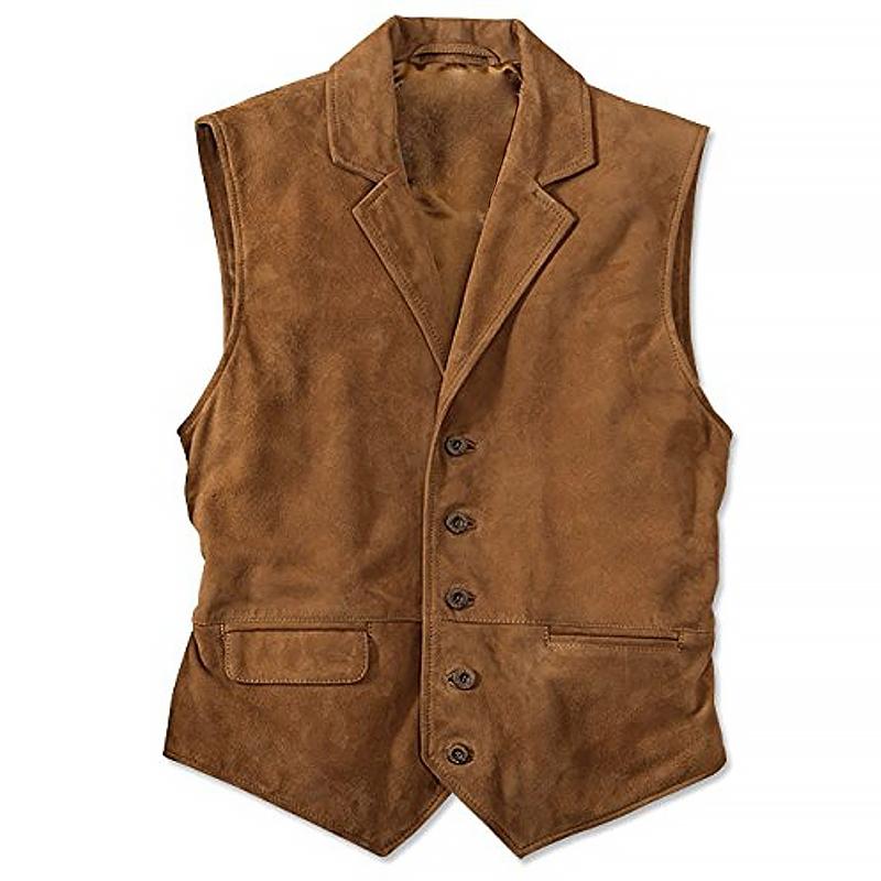 Gilet en daim à boutonnage simple vintage 39470678Q