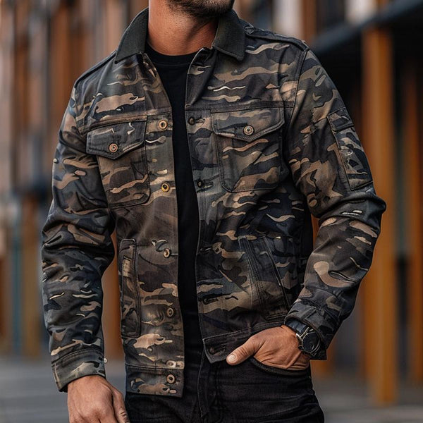 Men's Camouflage Patchwork Lapel Jacket 45375689X