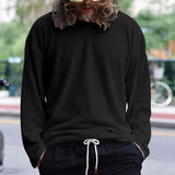 Men's Solid Color Waffle Loose Round Neck Long Sleeve T-Shirt 76476448Y