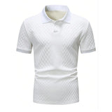 Men's Jacquard Short Sleeve Button Polo Shirt 60581715X