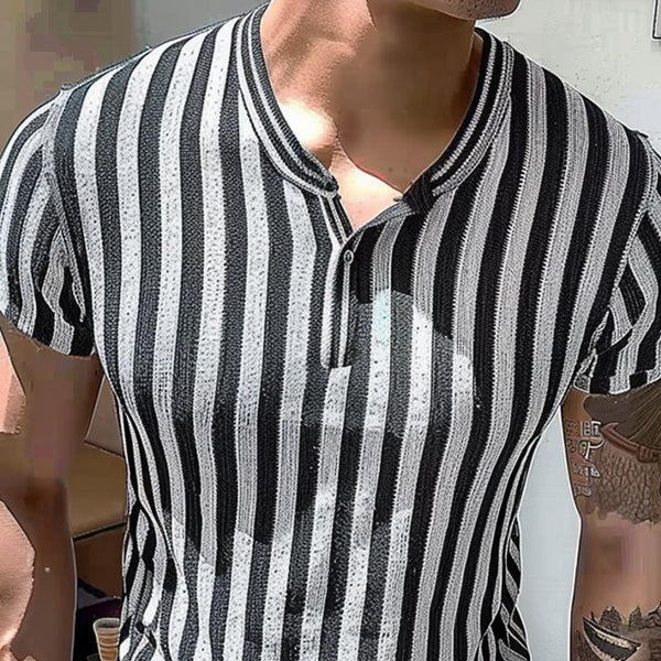 Men's Striped V-neck Short Sleeve T-Shirt 38568012X
