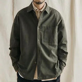 Men's Casual Solid Color Cargo Loose Long-Sleeved Shirt Jacket 34268919Y