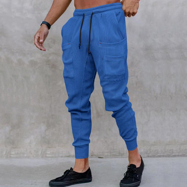 Men's Casual Sports Solid Color Multi-Pocket Sweatpants 75001097Y