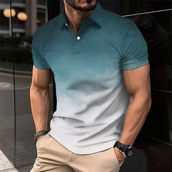 Men's Casual Gradient Short-sleeved Polo Shirt 64746759TO