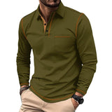 Men's Casual Long-sleeved Lapel POLO Shirt 69034556X