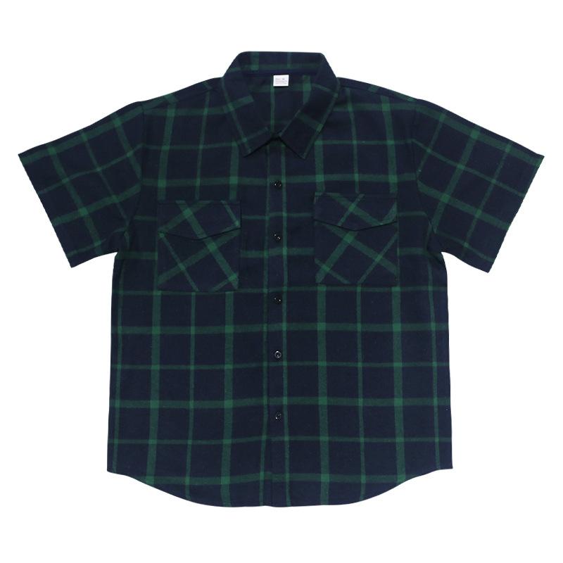 Men's Fashion Plaid Lapel Short Sleeve Casual Shirt 19033957Z