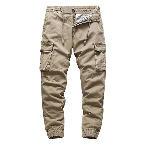Men's Solid Color Multi-pocket Elastic Waist Cargo Pants 08464355Z