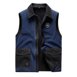 Men's Outdoor Fleece Lapel Stitching Loose Vest 51883943X